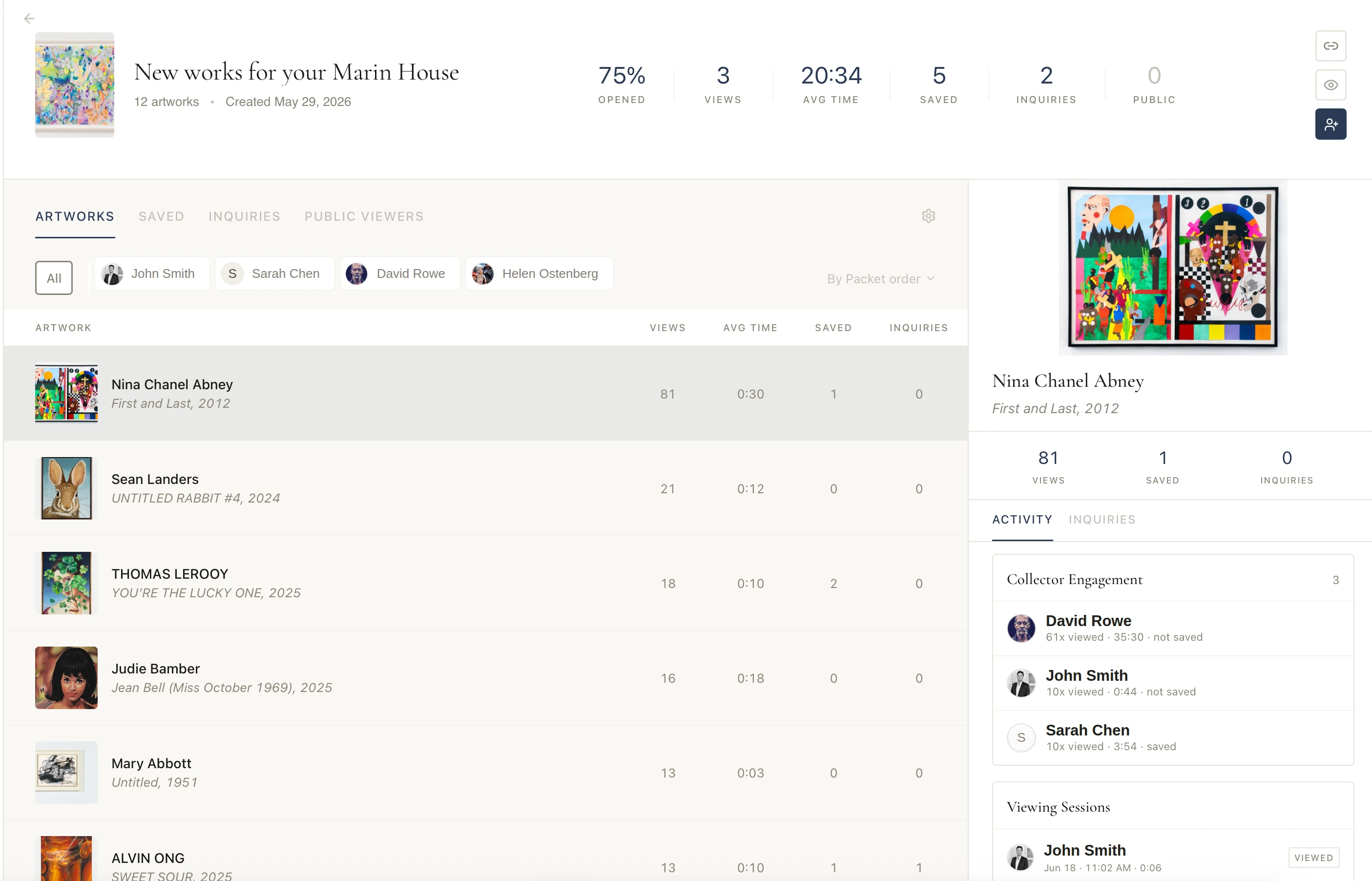 Taste workspace showing a prepared artwork packet and recipient context